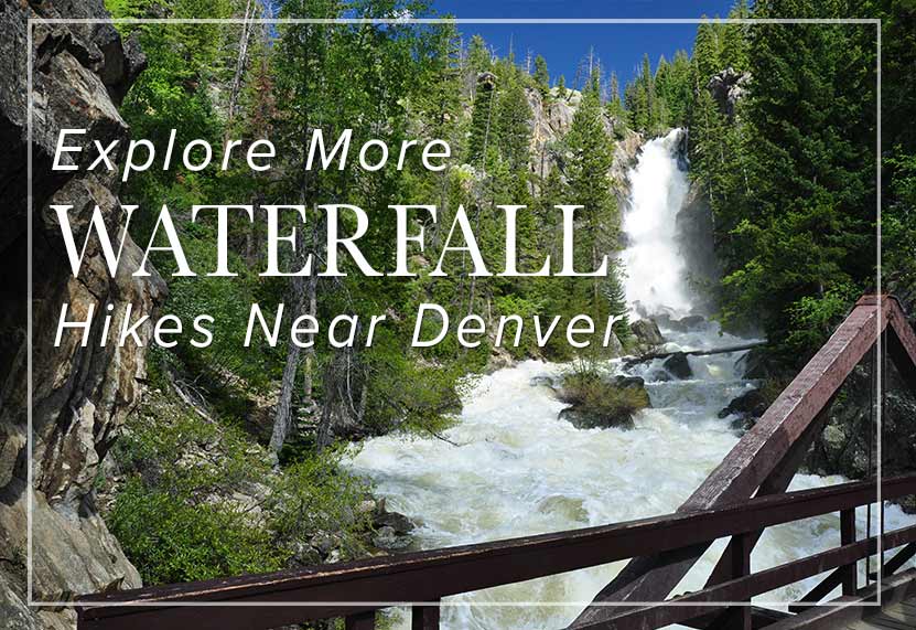 waterfall in canyon with bridge in foreground fish creek falls waterfall near denver colorado