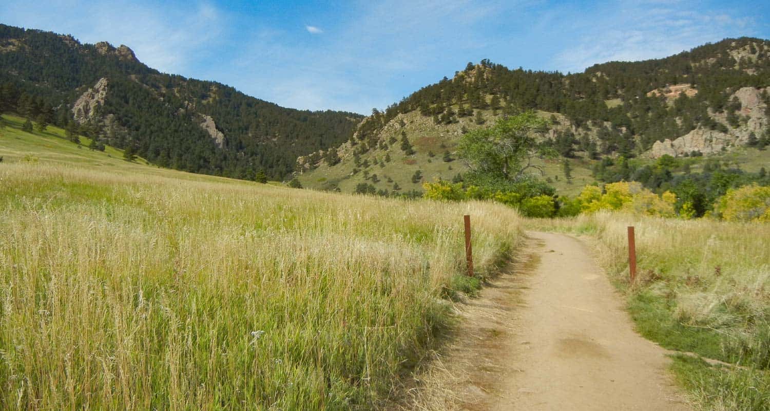 green meadows along trail leading to gregory canyon and green mountain ascent in chautauqua park hike in boulder colorado