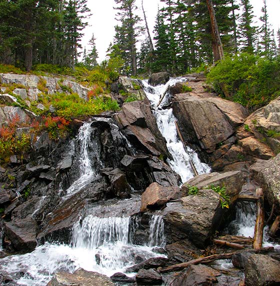 diamond lake falls as it spills out of Middle Boulder Creek high in Indian Peaks Wilderness