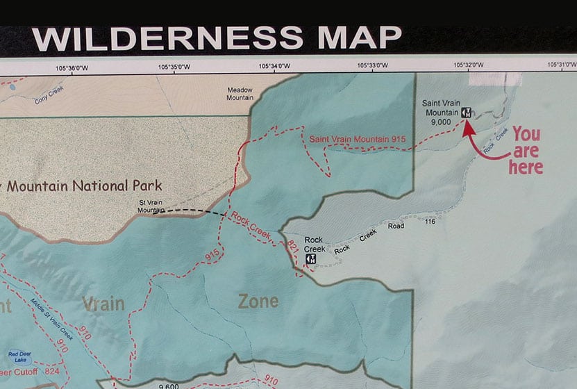 wilderness map with trails and topographic information for indian peaks area of colorado