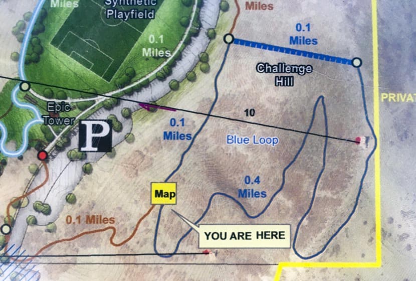 photo of map of the challenge hill loop at castle rock phillip s miller park
