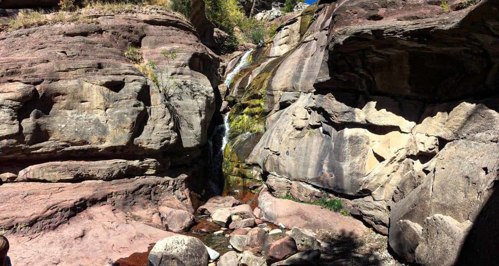 hays creek waterfall in roadside ravine in Colorado