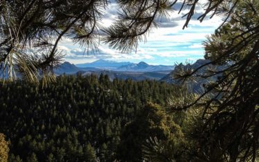 view to pikes peak from eagle view outlook at reynolds park near conifer colorado