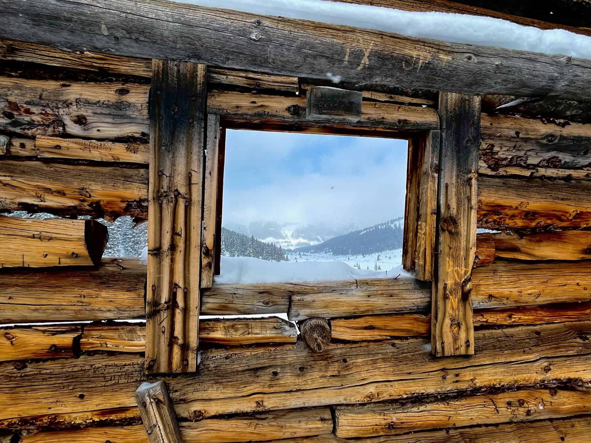 view out of ghost town cabin window
